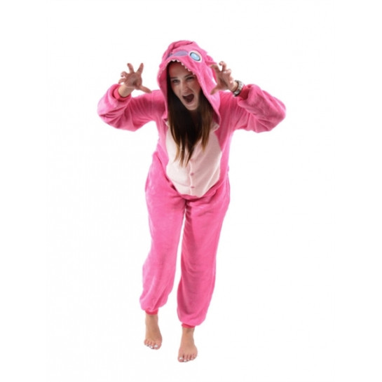 Onesie Kigurumi Rosa Stitch för barn